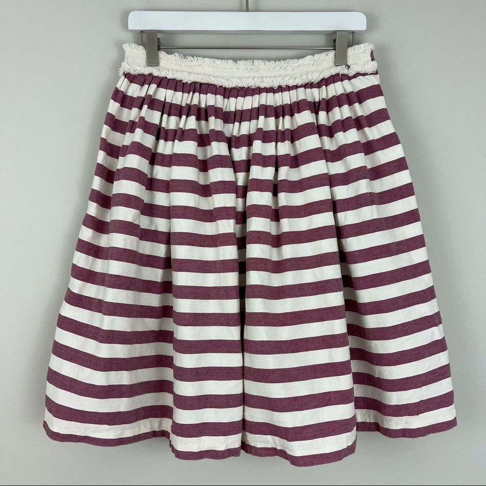Anthropologie Ottod'Ame Linen Cotton Stripe Print A-Line Skirt